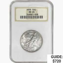 1935 Walking Liberty Half Dollar NGC MS65