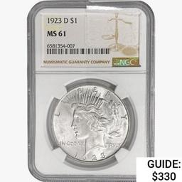 1923-D Silver Peace Dollar NGC MS61