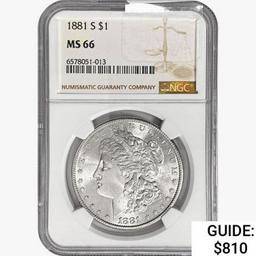 1881-S Morgan Silver Dollar NGC MS66