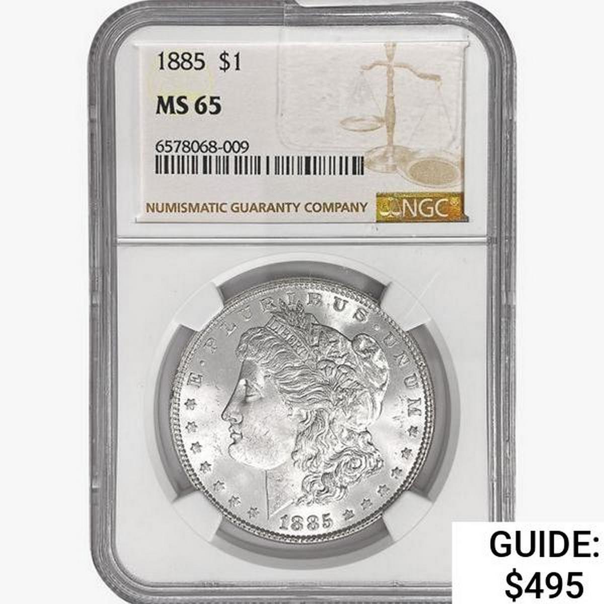 1885 Morgan Silver Dollar NGC MS65