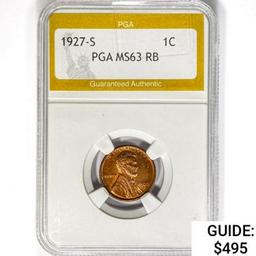 1927-S Wheat Cent PGA MS63 RB