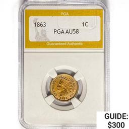 1863 Indian Head Cent PGA AU58