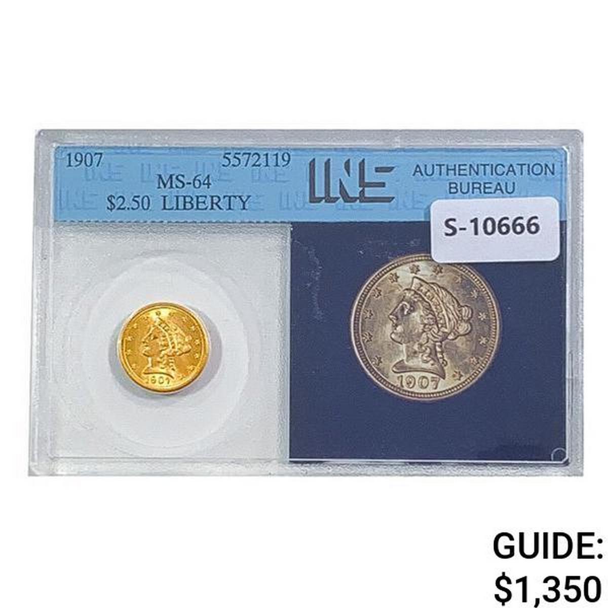 1907 $2.50 Gold Quarter Eagle INS MS64