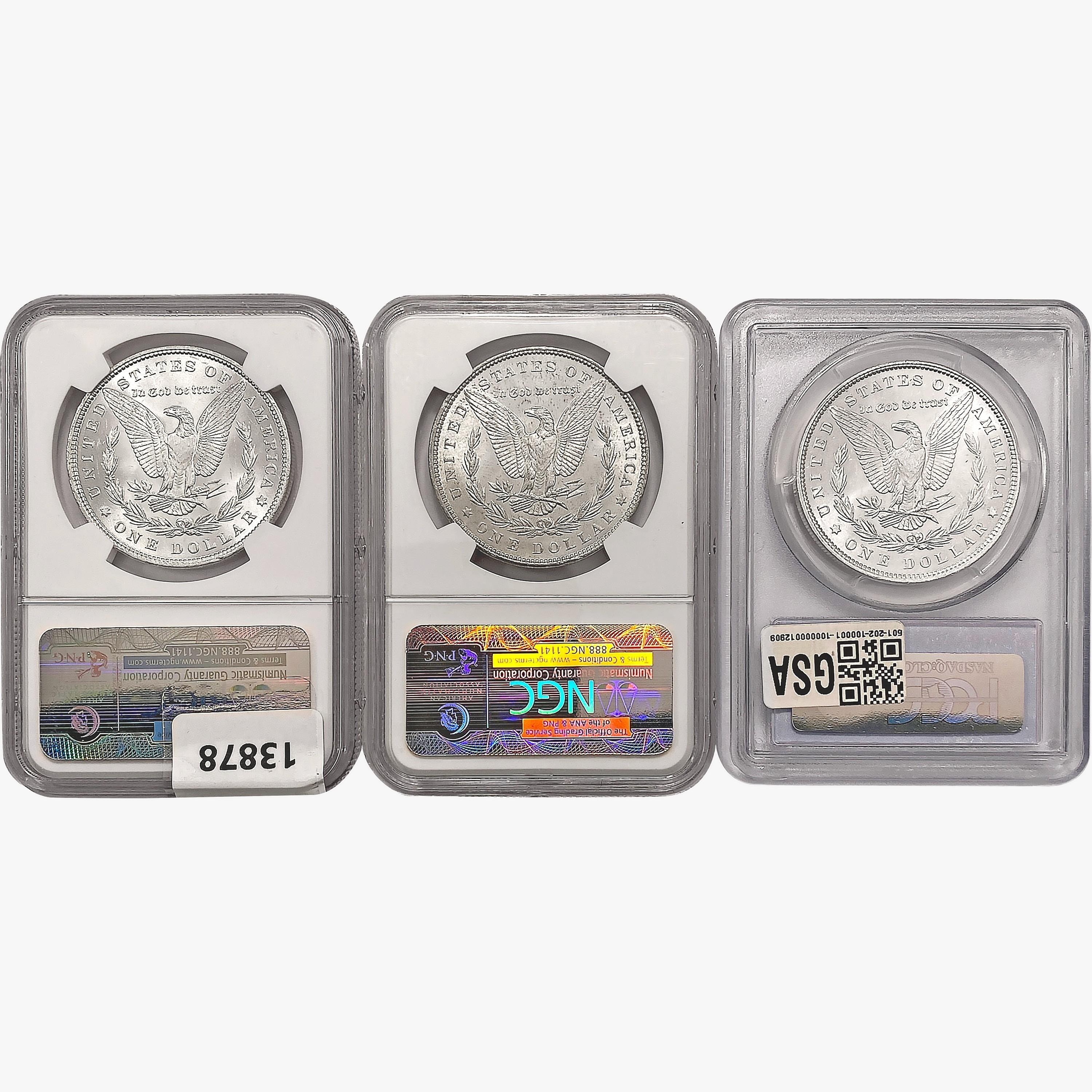 [3] 1896 & 1897 Morgan Silver Dollar NGC/PCGS MS63