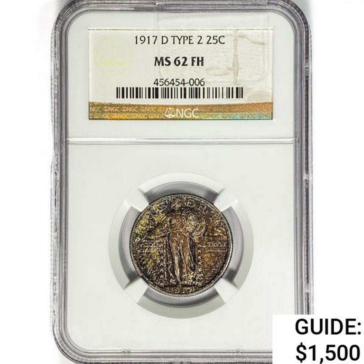 1917-D Standing Liberty Quarter NGC MS62 FH Type 2