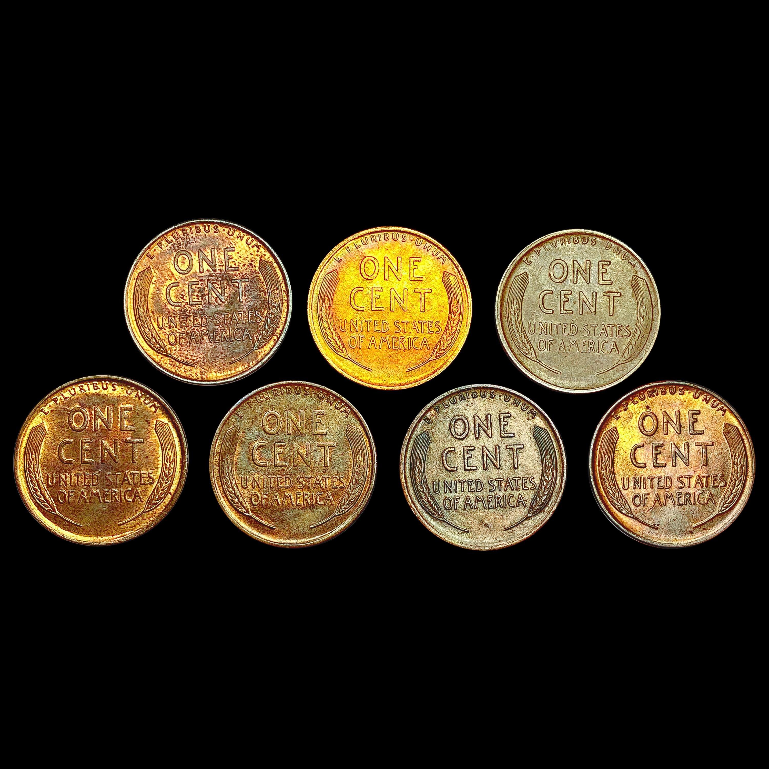 [7] Wheat Cents [1919, 1920-S, [2] 1925, [3] 1927]