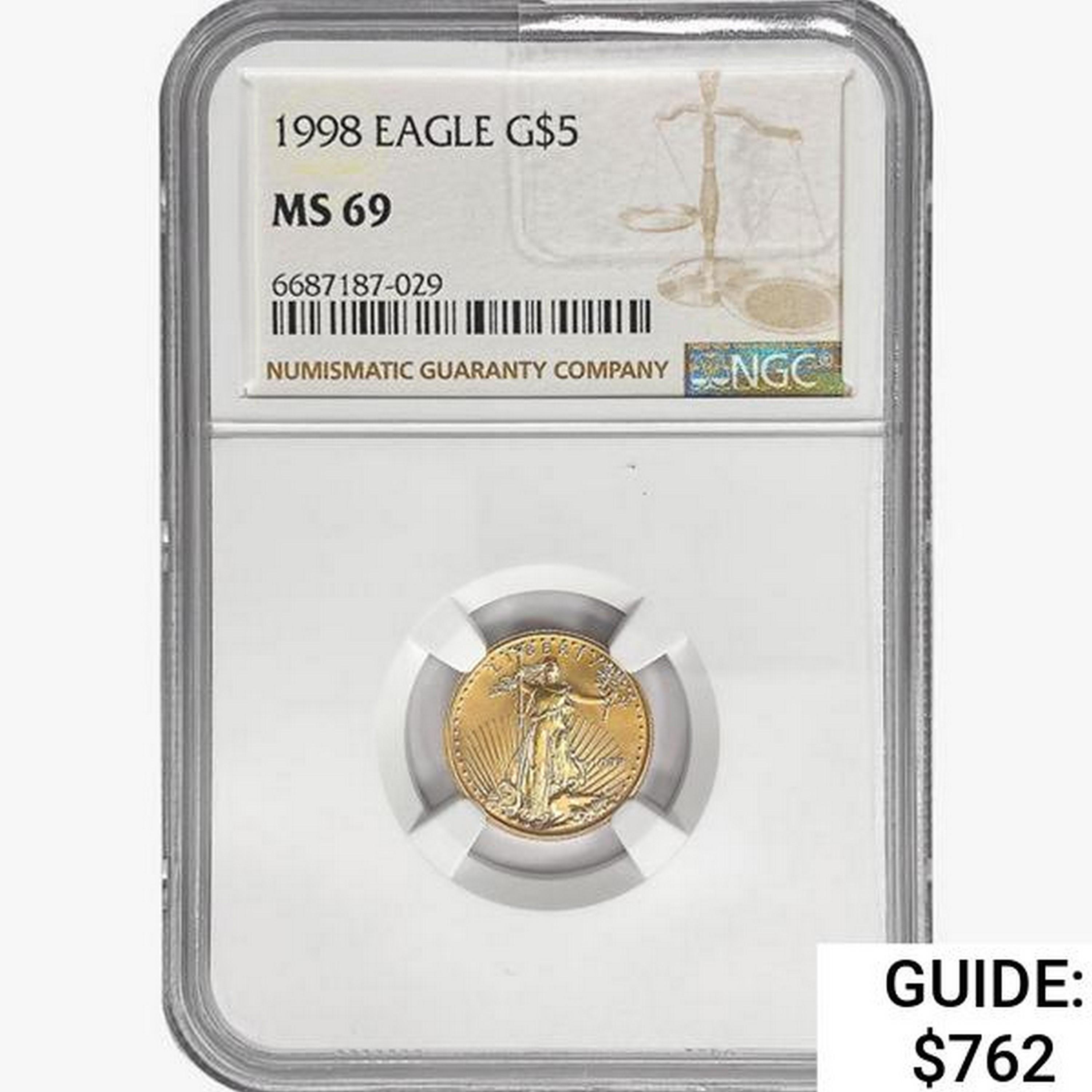 1998 $5 1/10oz. Gold Eagle NGC MS69