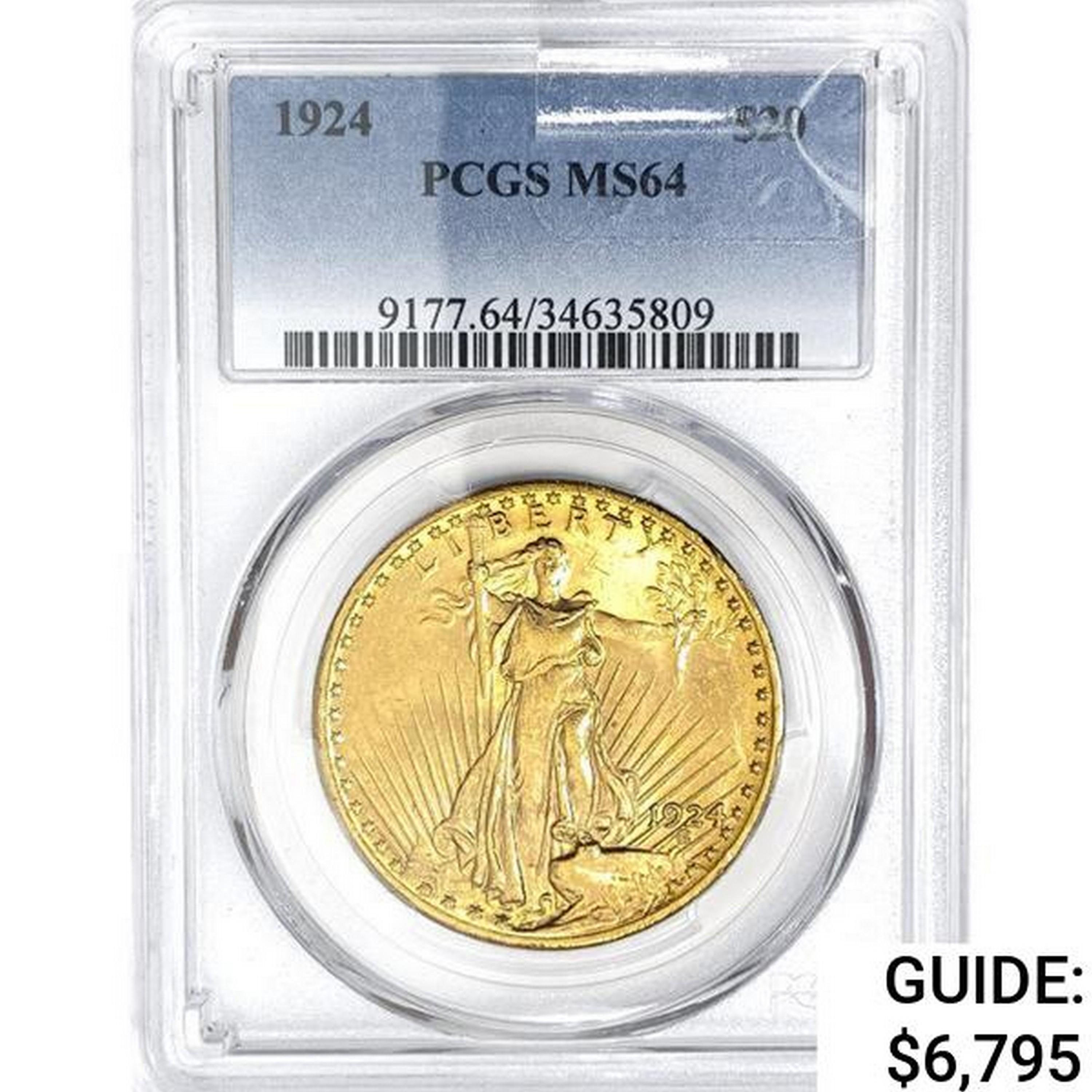 1924 $20 Gold Double Eagle PCGS MS64