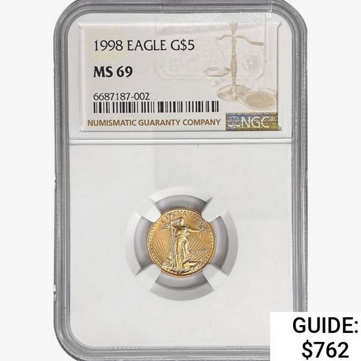 1998 $5 1/10oz. Gold Eagle NGC MS69