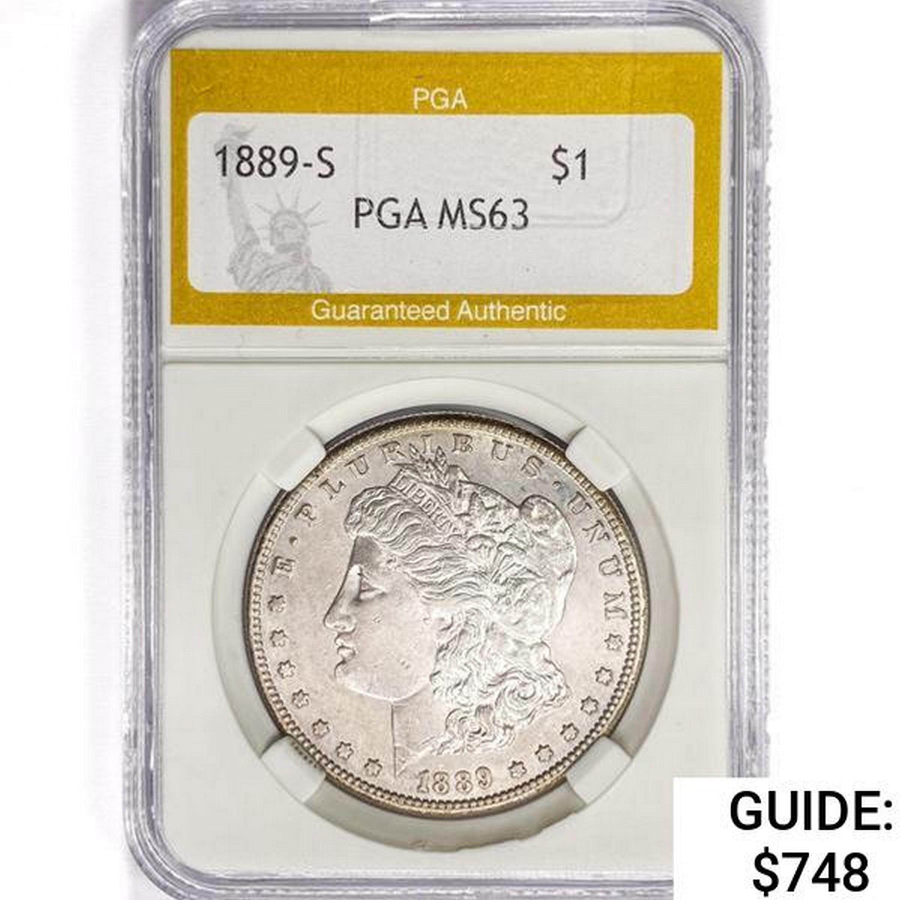 1889-S Morgan Silver Dollar PGA MS63