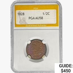 1828 Classic Head Half Cent PGA AU58