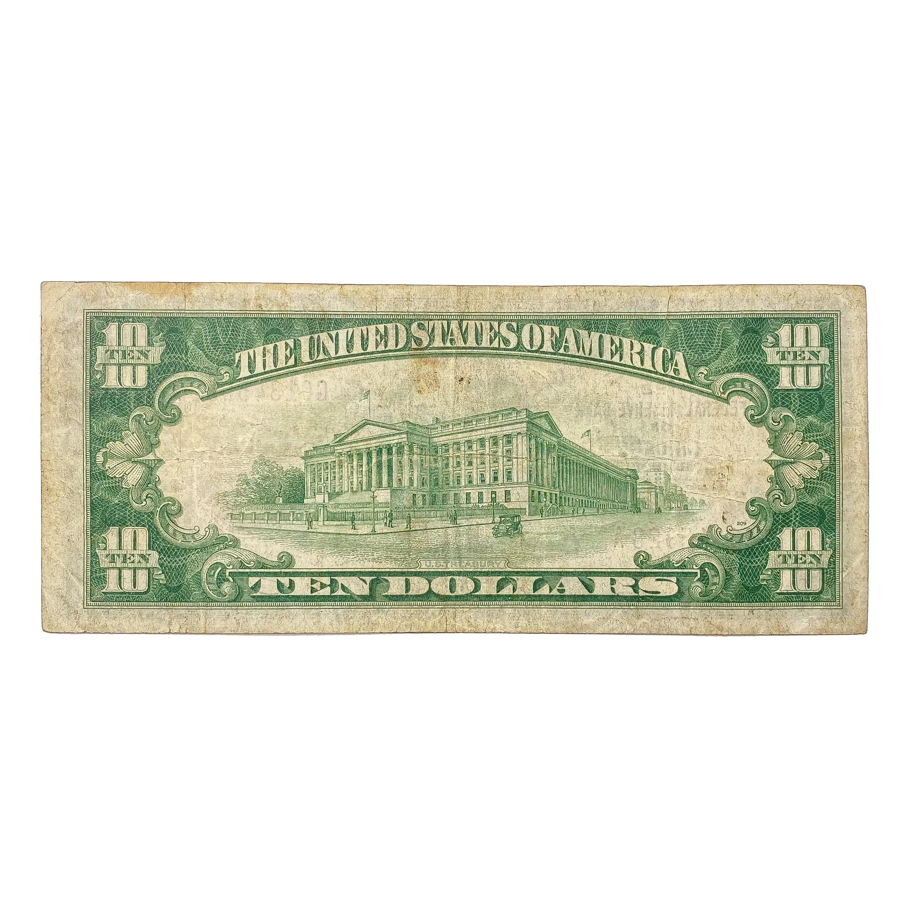 1929 G $10 US Bank of Chicago, IL Fed Res Note