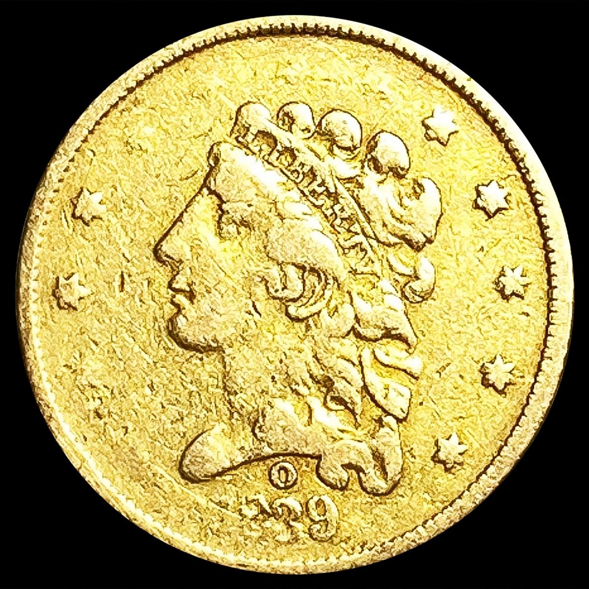 1839-O $2.50 Gold Quarter Eagle NICELY CIRCULATED