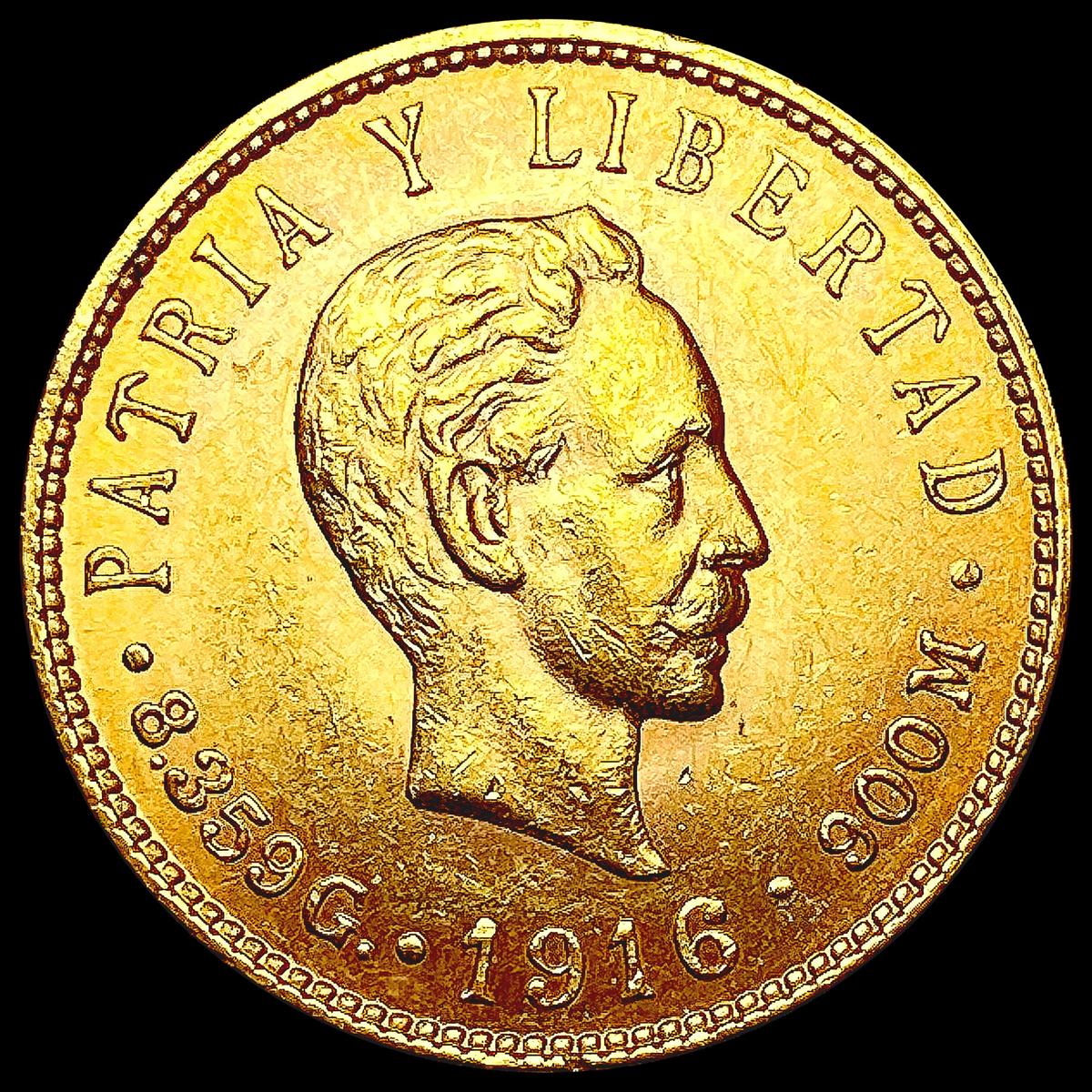 1916 Mexico .1206oz Gold 5 Pesos CLOSELY UNCIRCULA