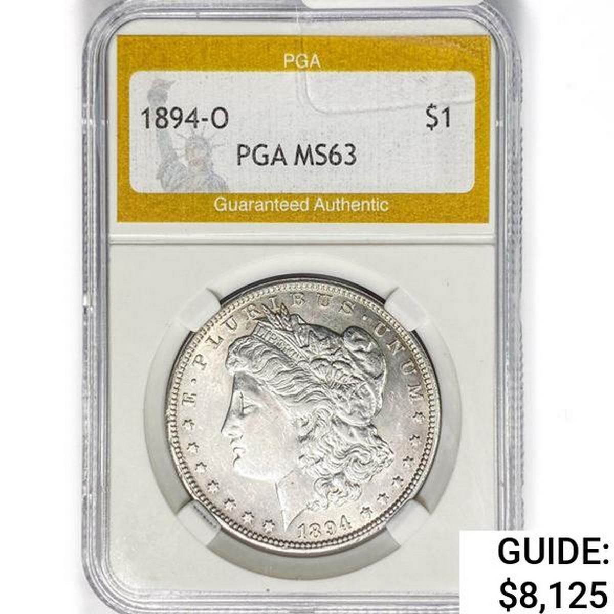 1894-O Morgan Silver Dollar PGA MS63