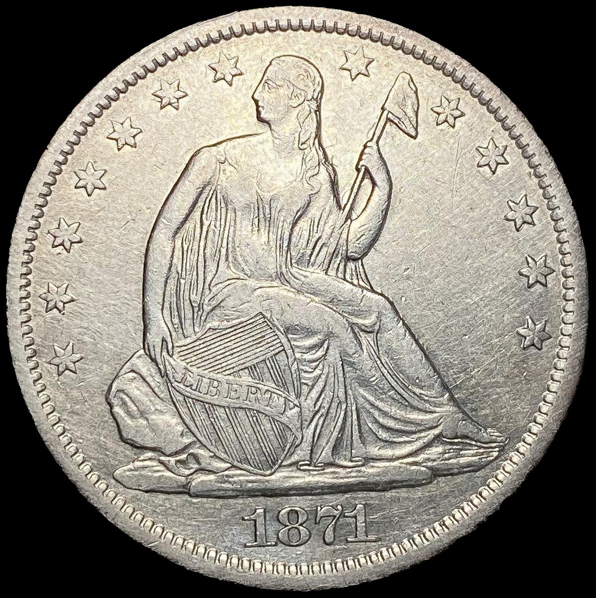 1871-S Seated Liberty Half Dollar CLOSELY UNCIRCUL