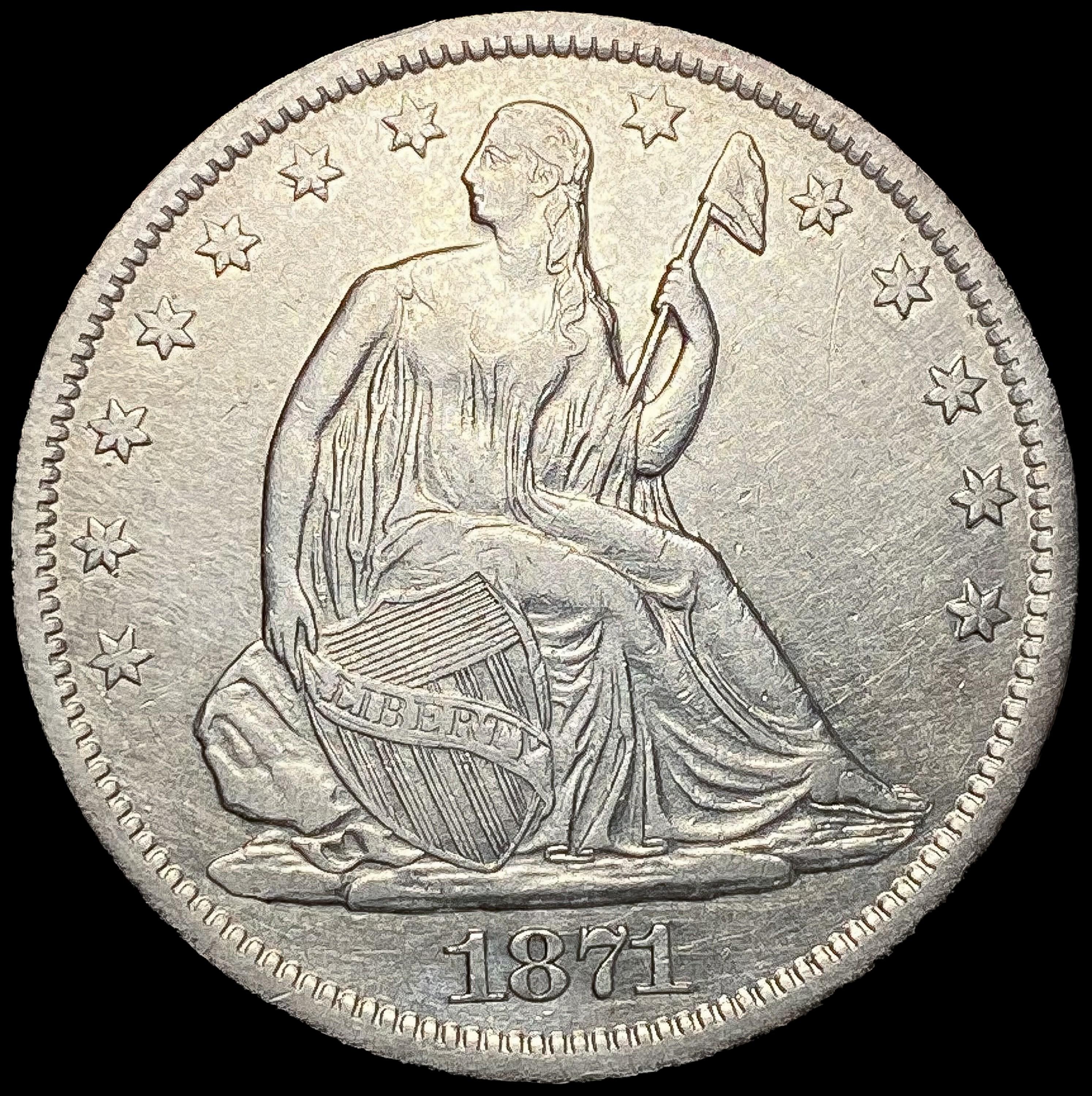 1871-S Seated Liberty Half Dollar CLOSELY UNCIRCUL