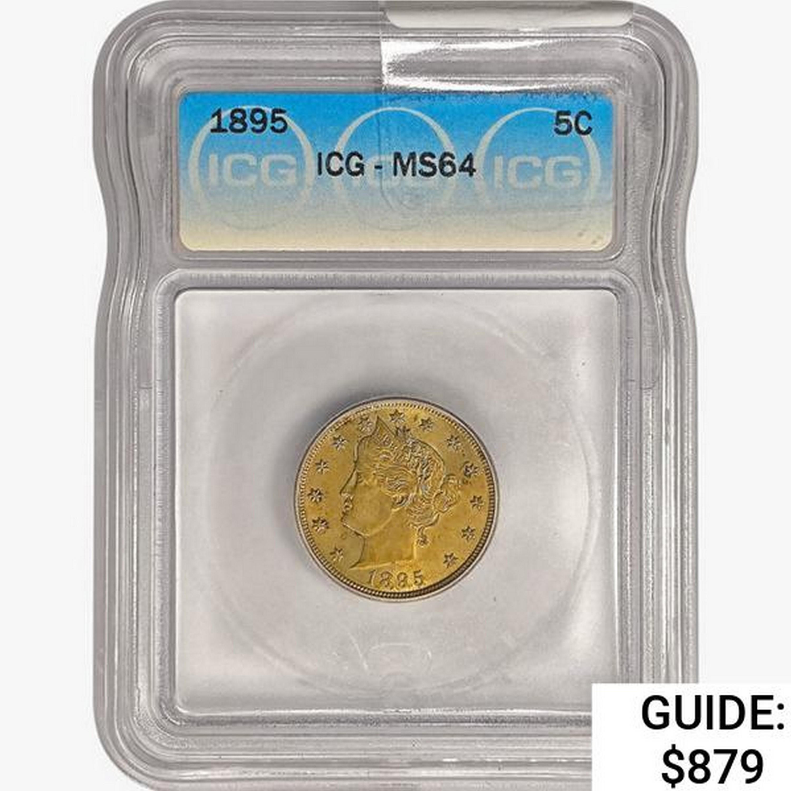 1895 Liberty Victory Nickel ICG MS64