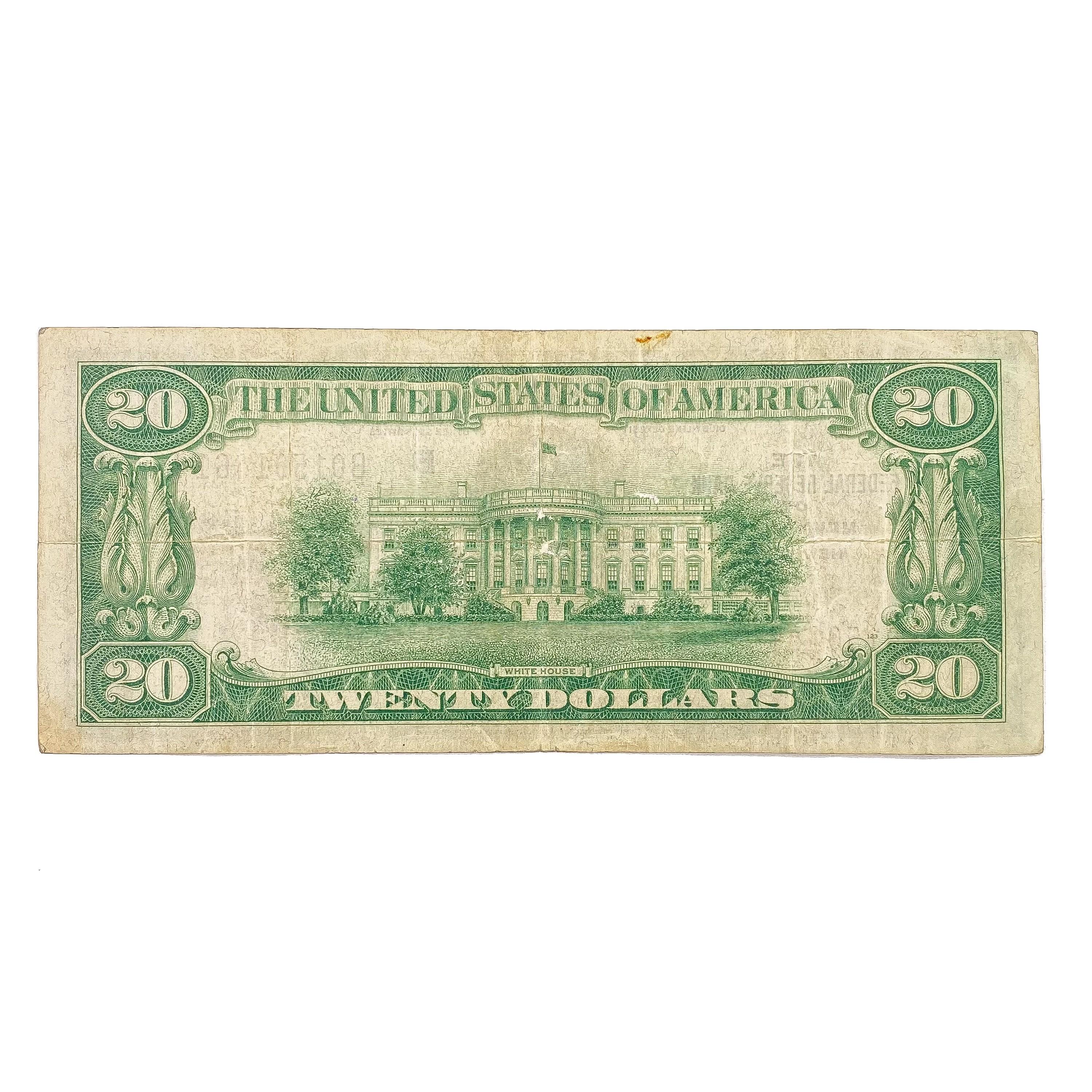 1929 B $20 US Bank of New York Fed Res Note