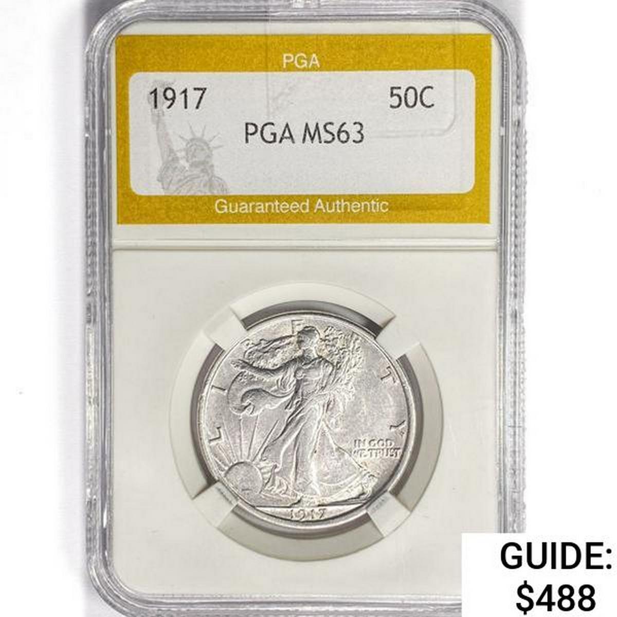 1917 Walking Liberty Half Dollar PGA MS63