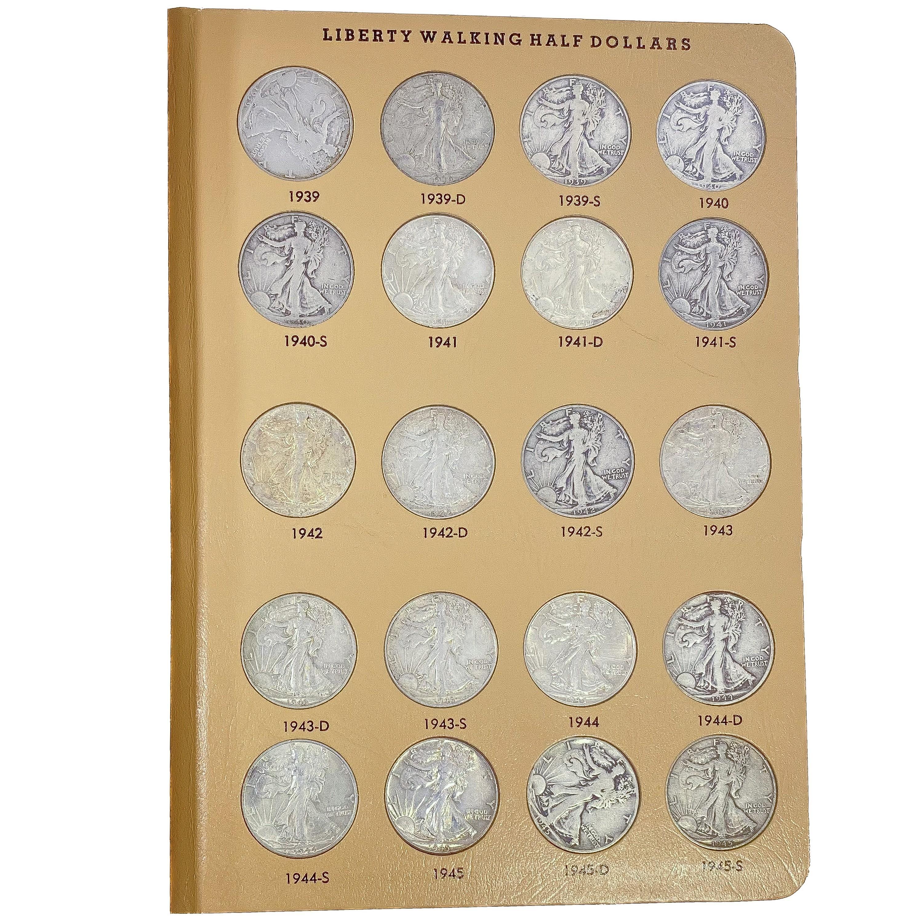 1916-1947 Walking Half Dollar Book (65 Coins)