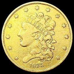 1835 $5 Gold Half Eagle LIGHTLY CIRCULATED