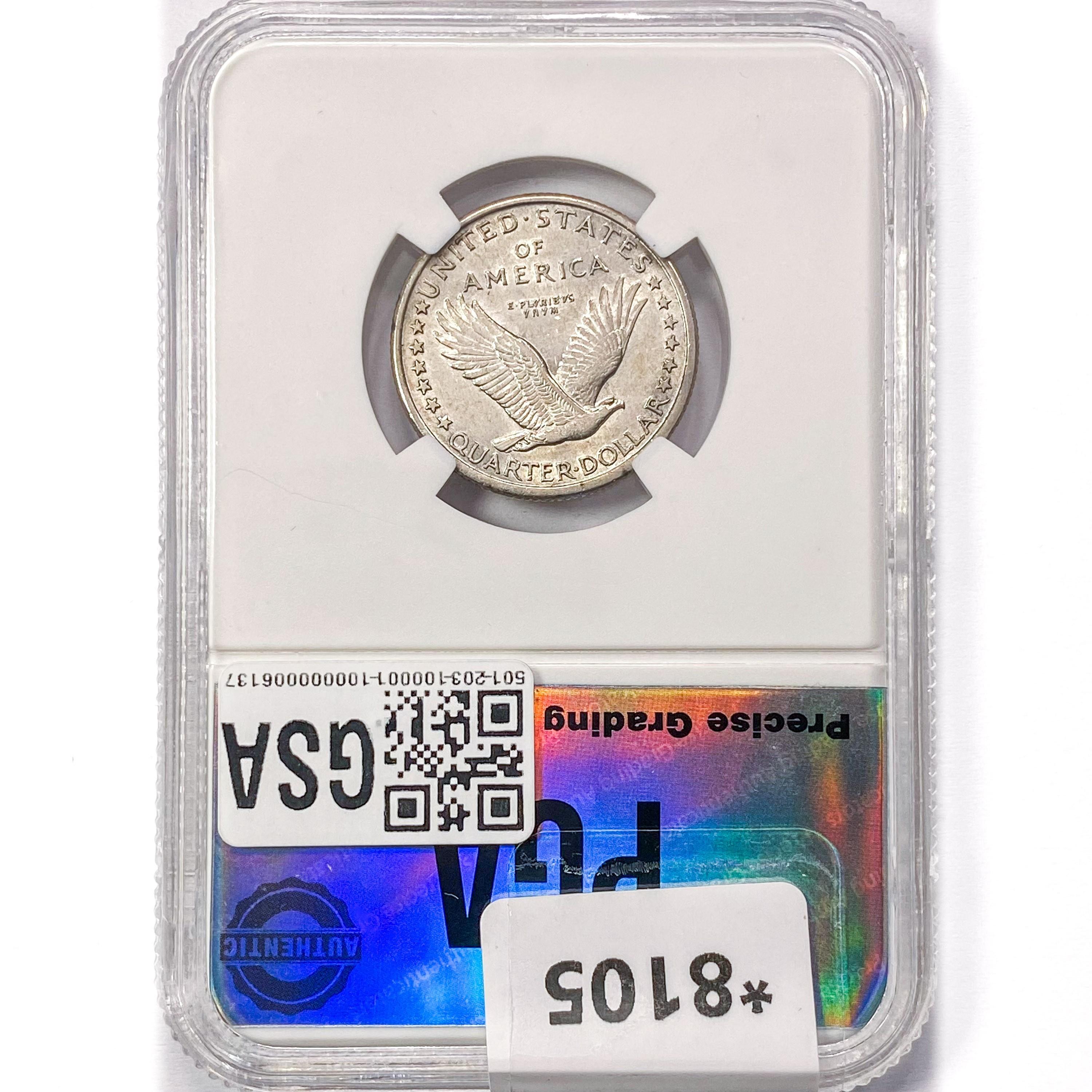 1917 Standing Liberty Quarter PGA MS60 Type 1