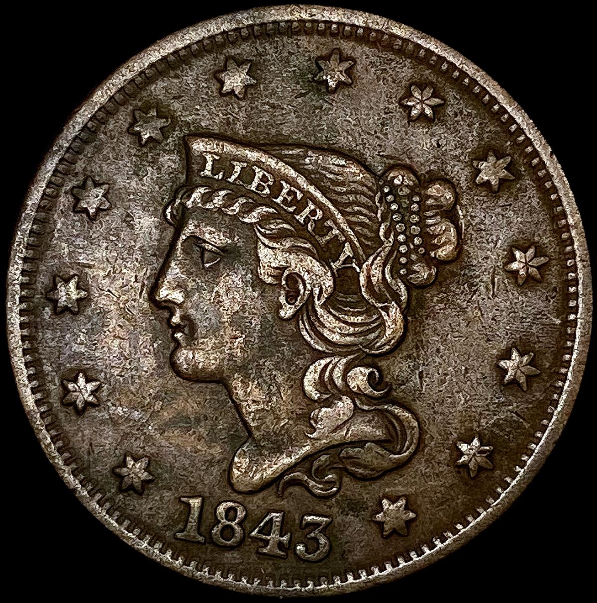 1845 Braided Hair Large Cent NEARLY UNCIRCULATED