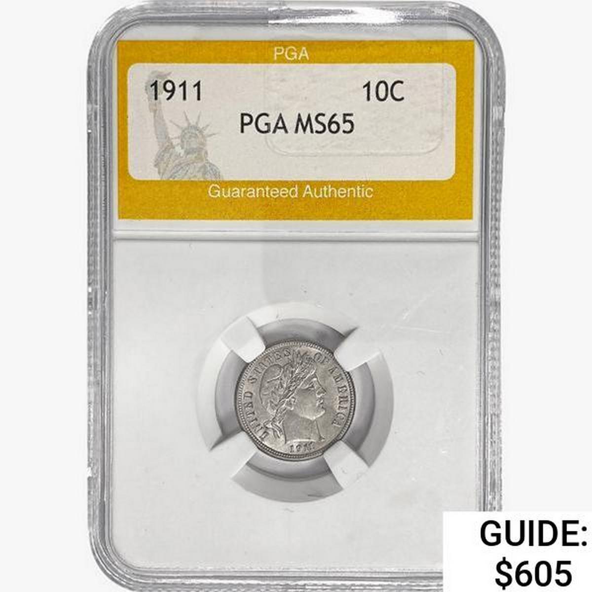 1911 Barber Dime PGA MS65