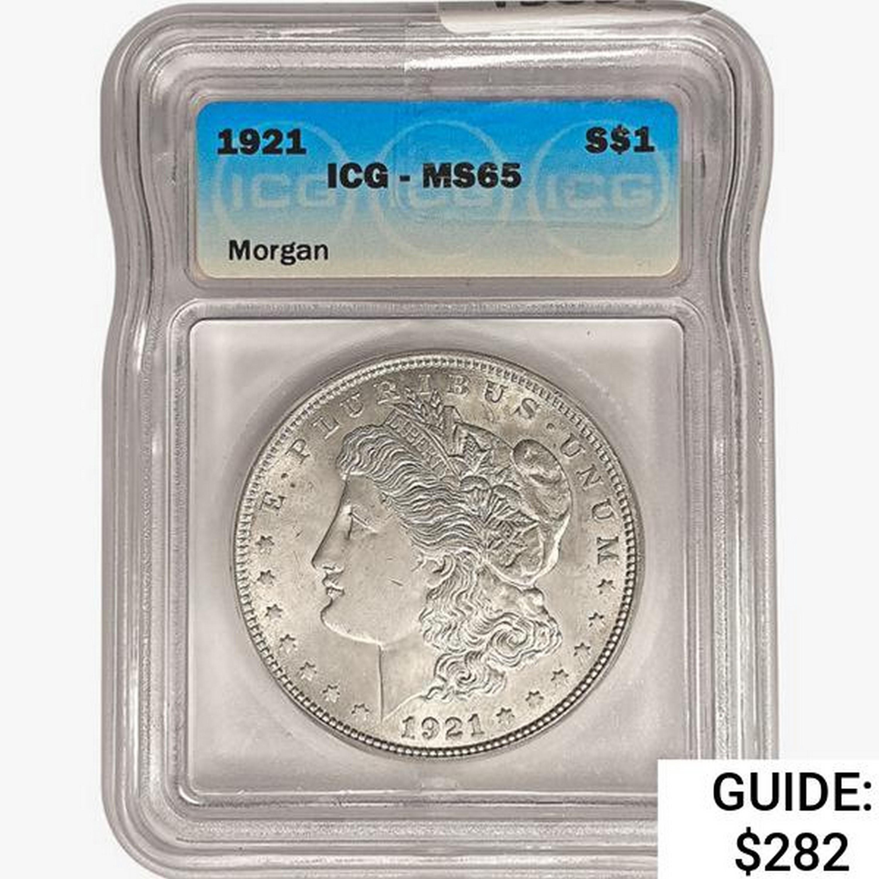 1921 Morgan Silver Dollar ICG MS65