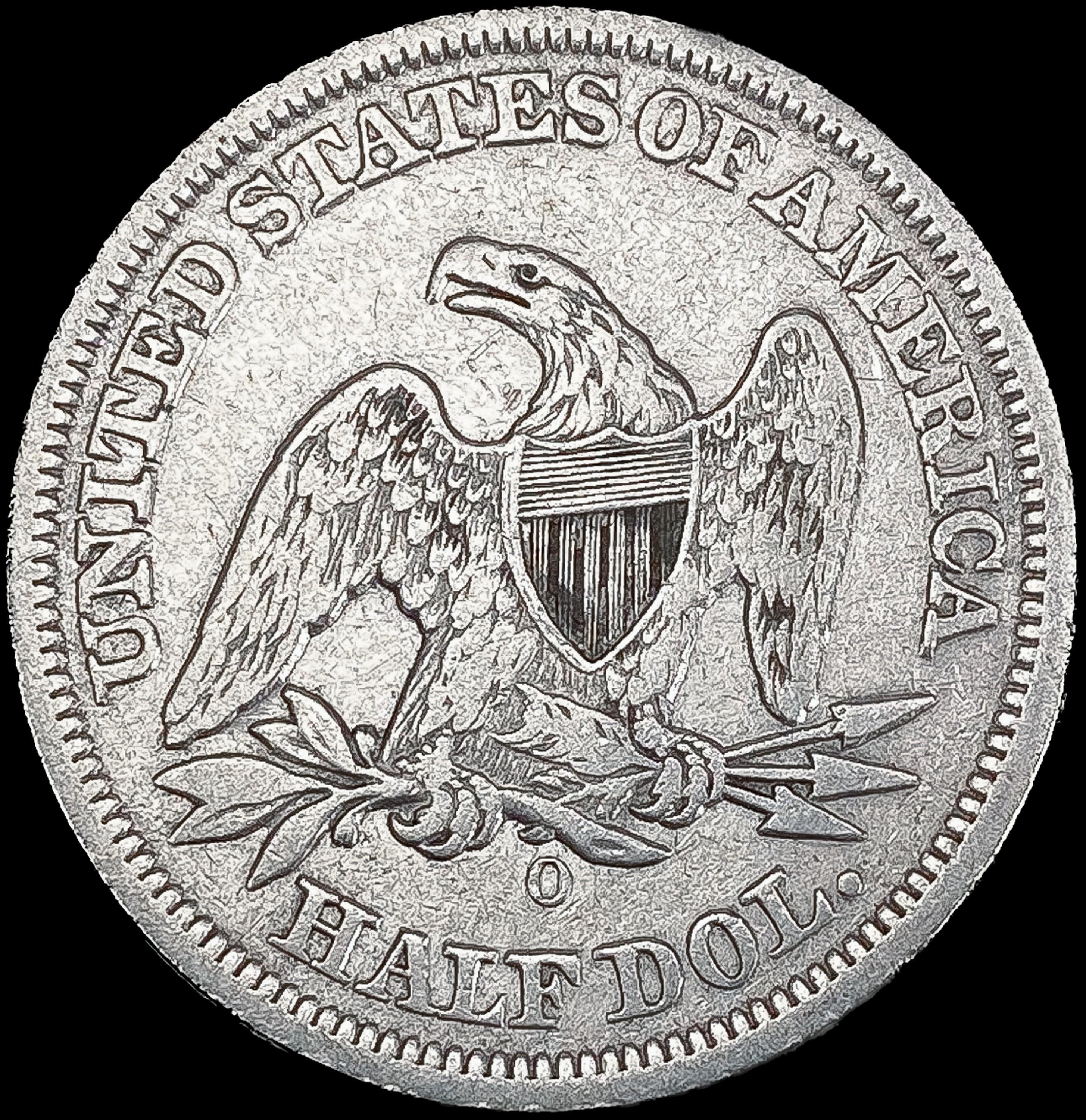 1855-O Arws Seated Liberty Half Dollar LIGHTLY CIR