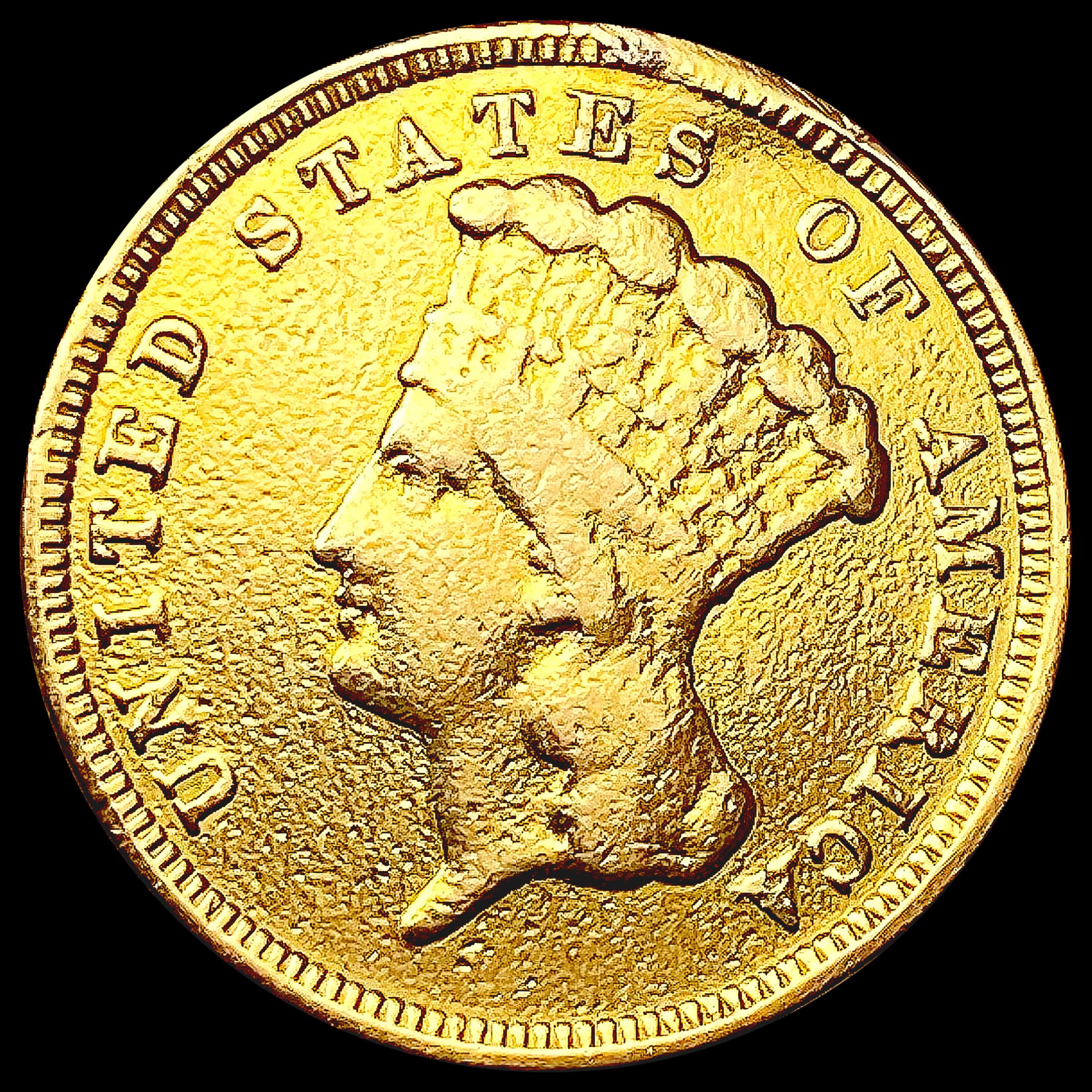 1854 $3 Gold Piece LIGHTLY CIRCULATED