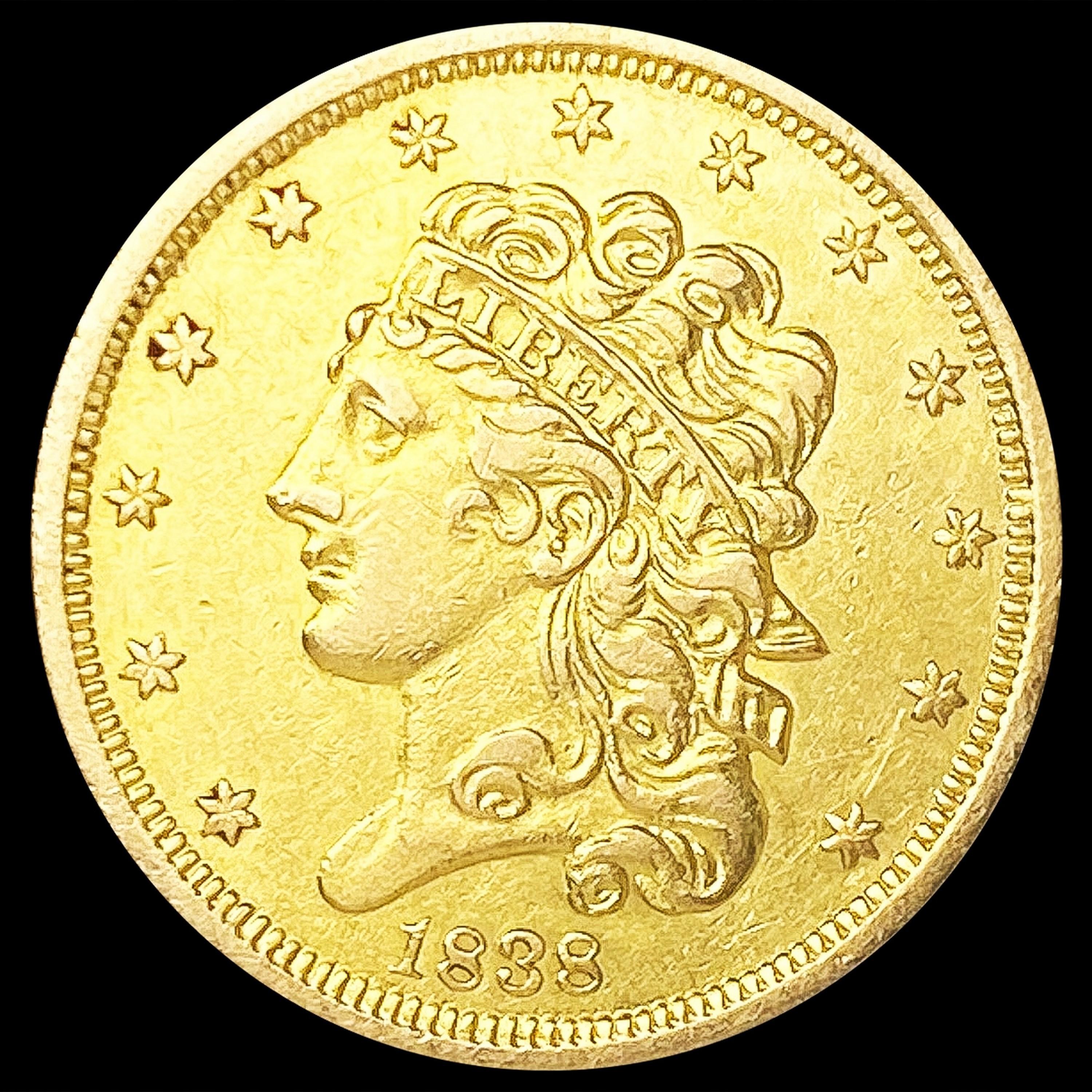 1838 $5 Gold Half Eagle CLOSELY UNCIRCULATED