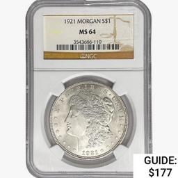 1921 Morgan Silver Dollar NGC MS64