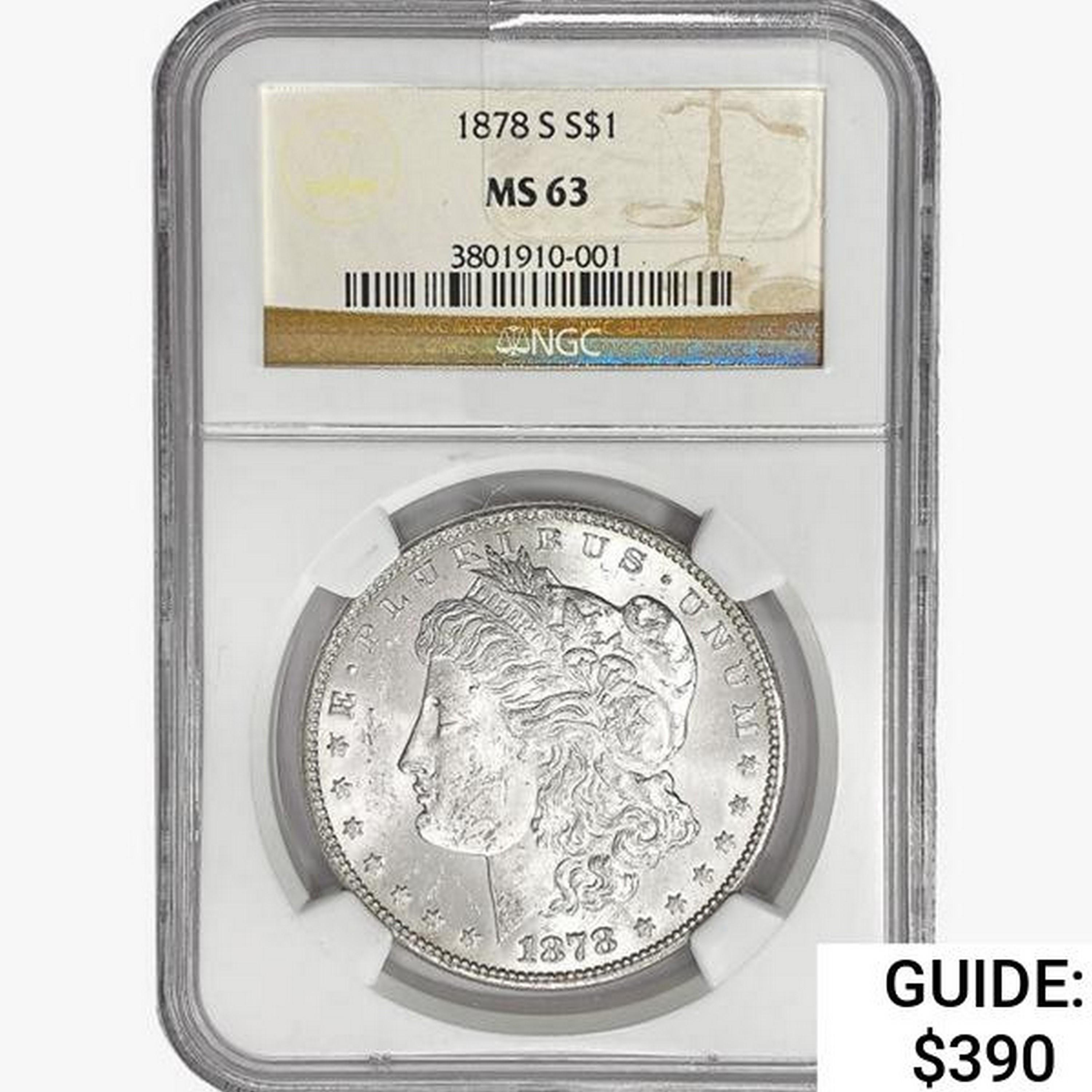 1878-S Morgan Silver Dollar NGC MS63