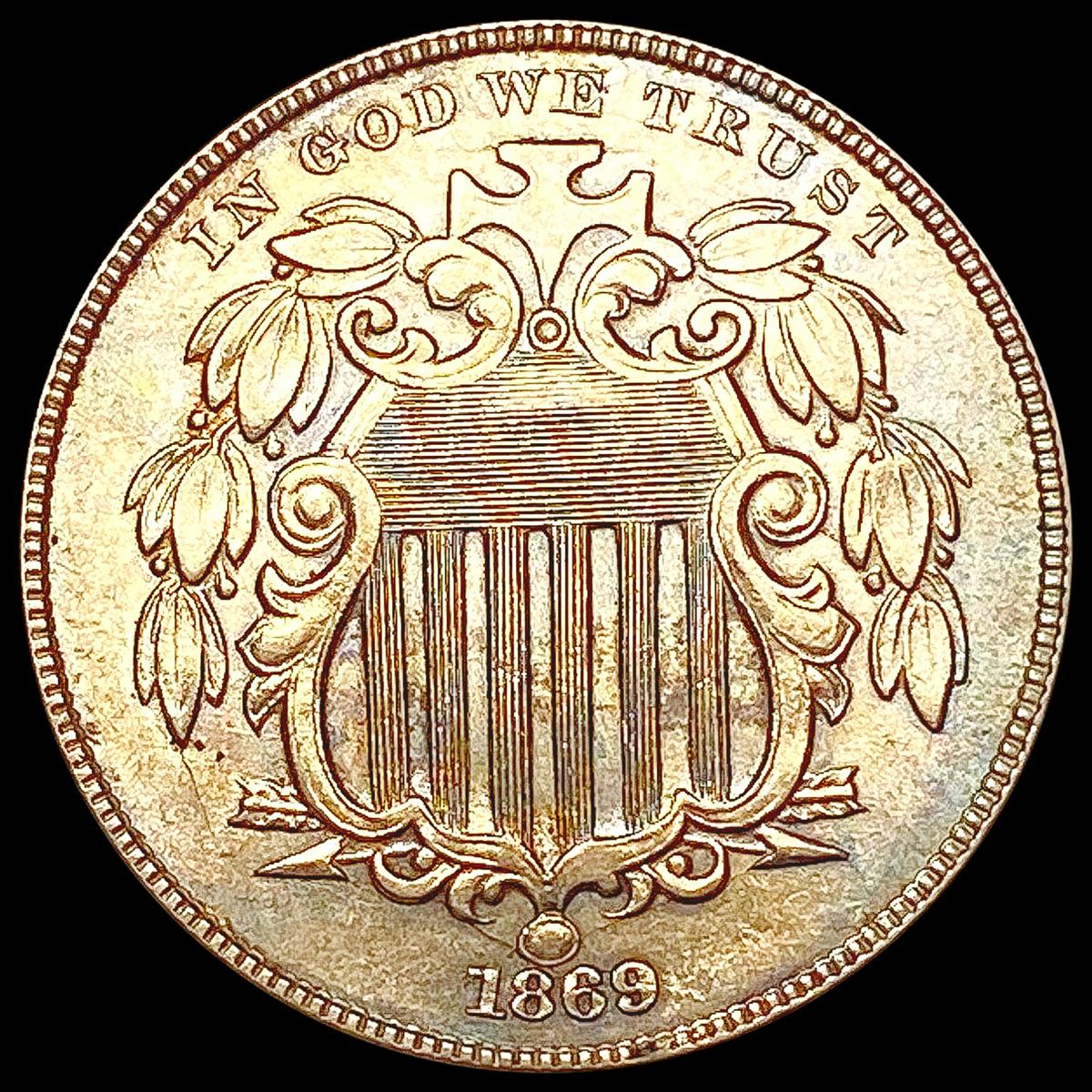 1869 Shield Nickel CHOICE AU