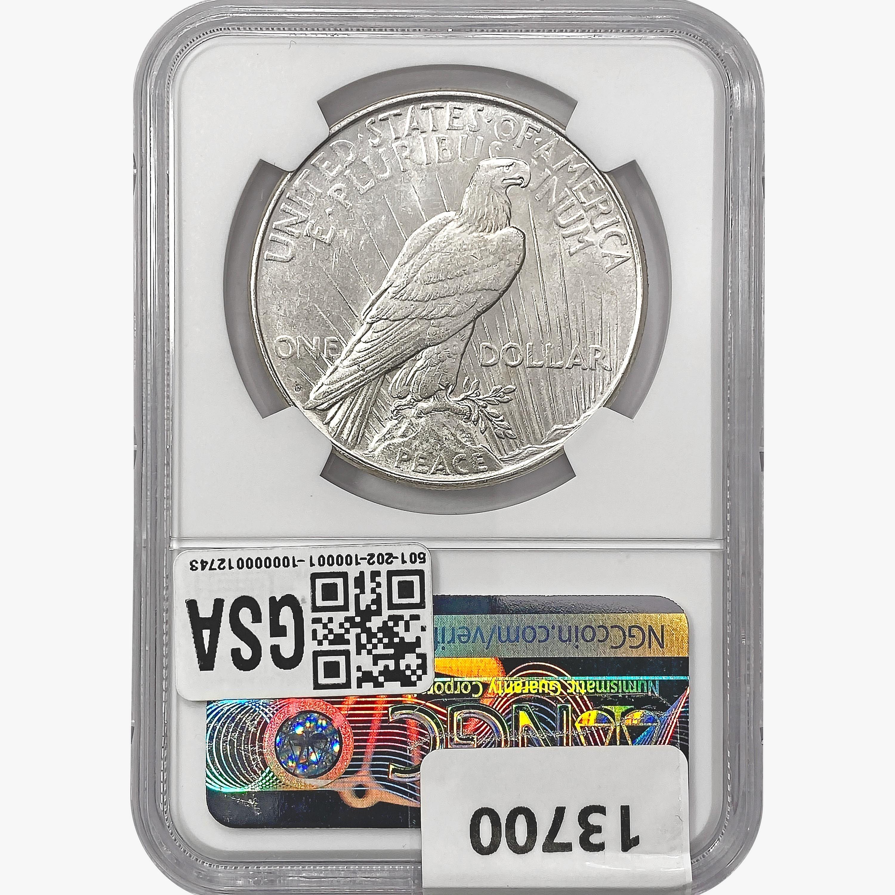 1923-D Silver Peace Dollar NGC AU58