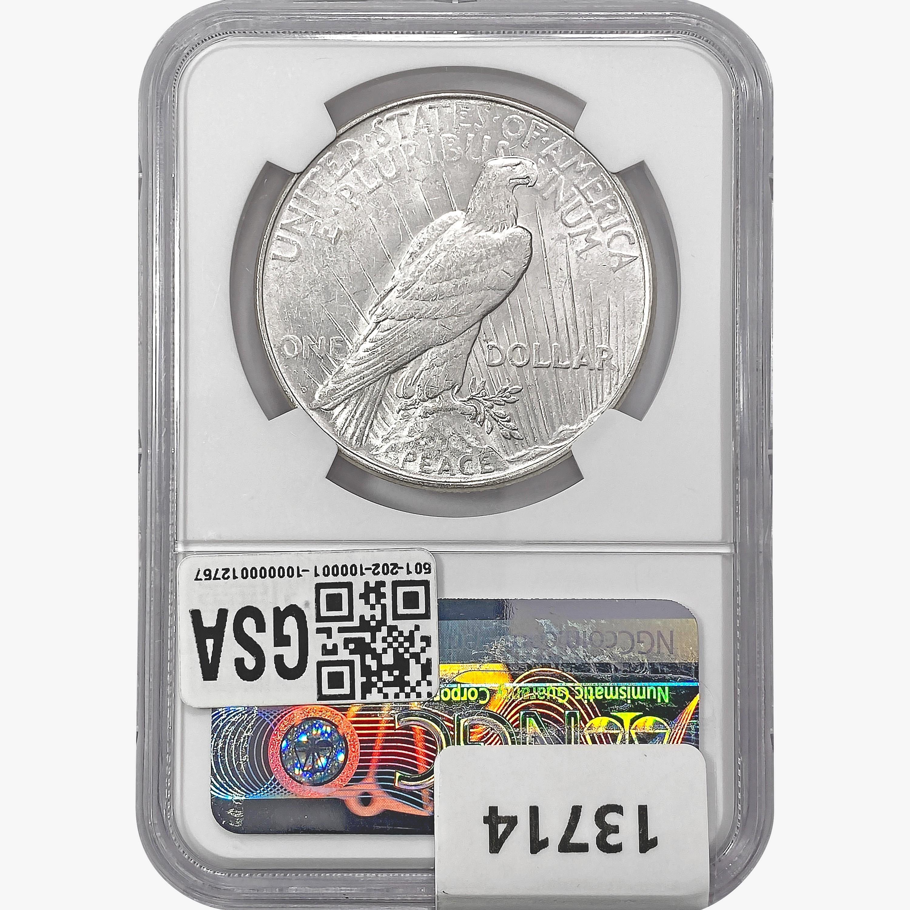 1923-D Silver Peace Dollar NGC AU58