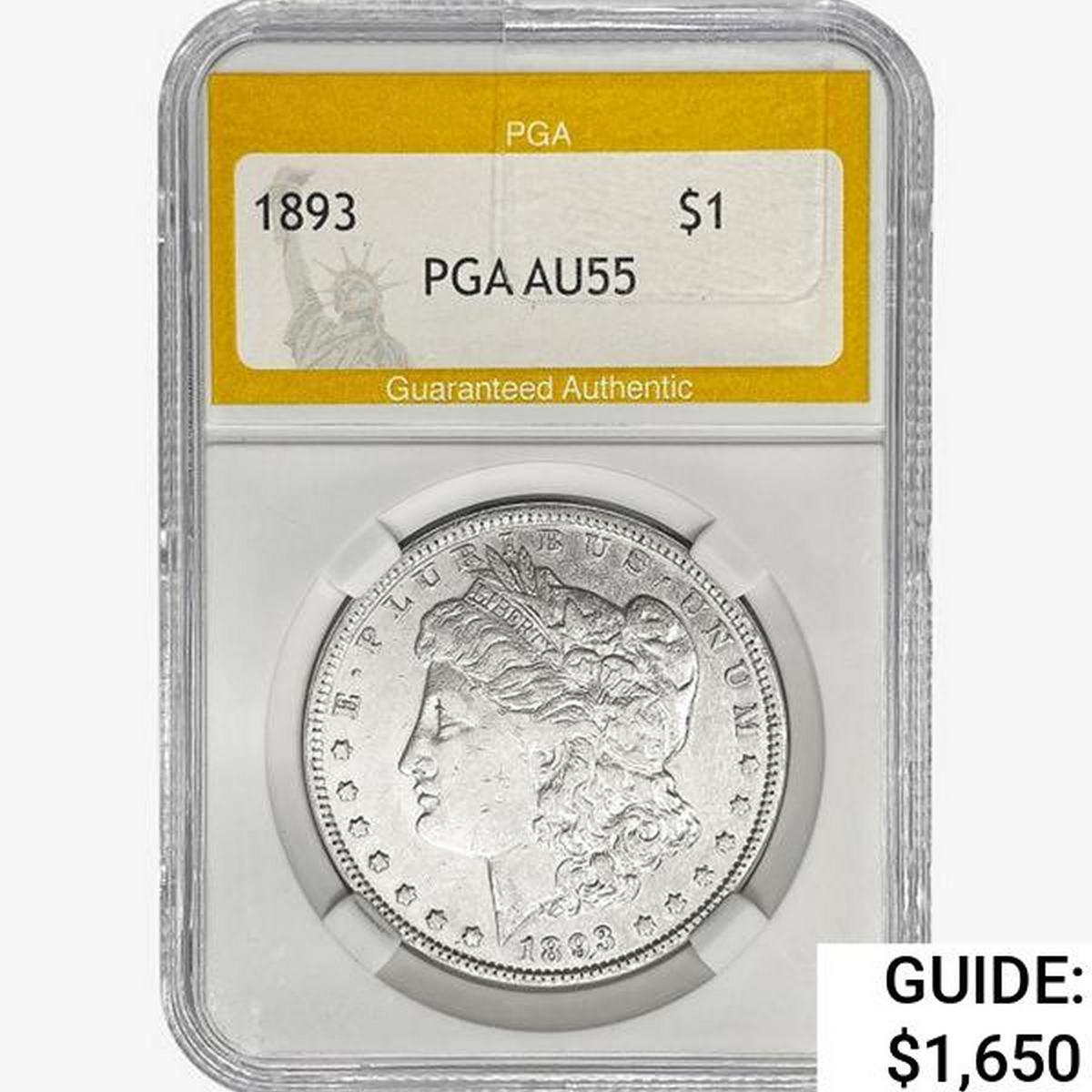 1893 Morgan Silver Dollar PGA AU55