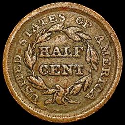 1850 Braided Hair Half Cent NICELY CIRCULATED
