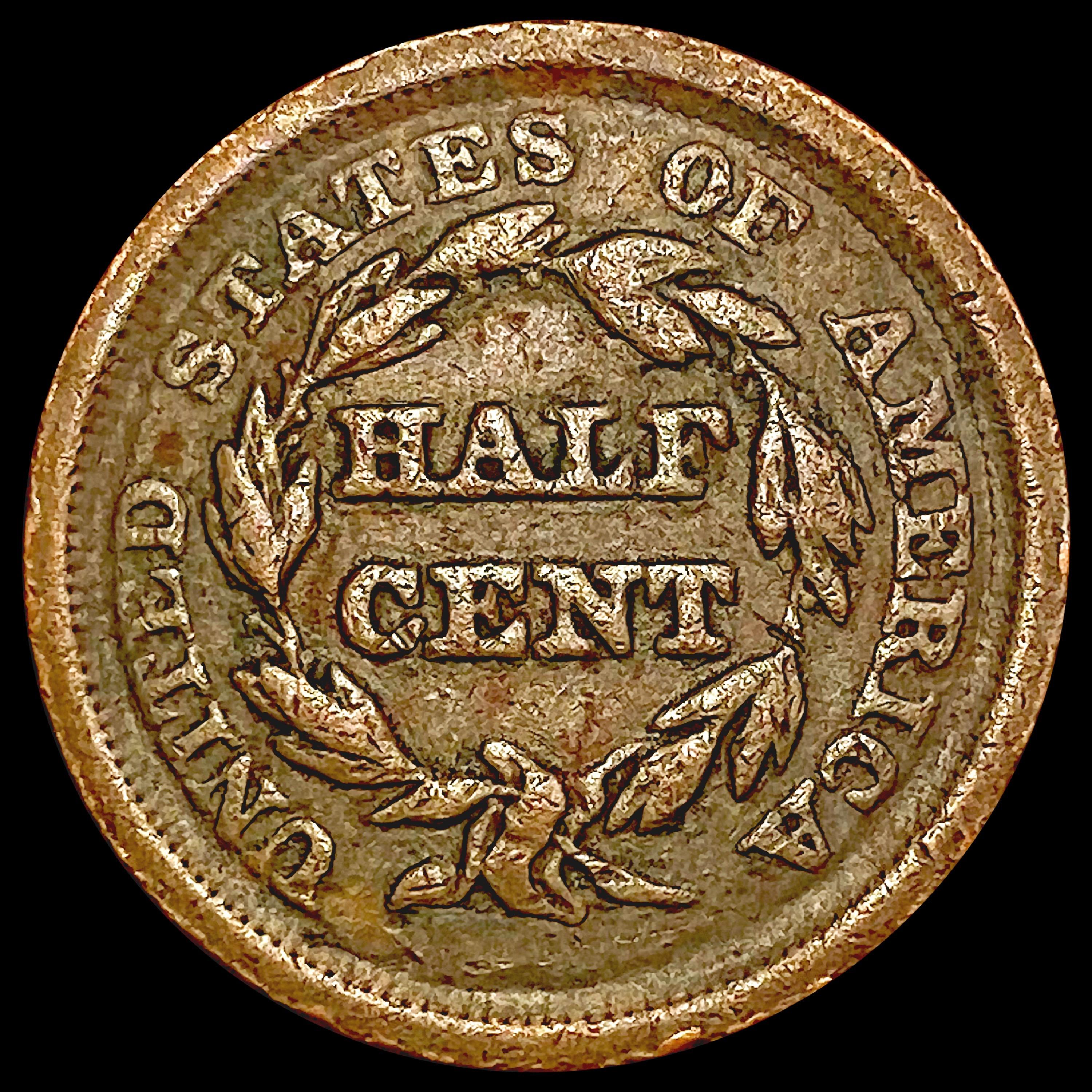 1850 Braided Hair Half Cent NICELY CIRCULATED