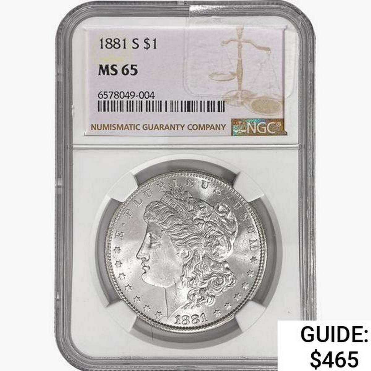 1881-S Morgan Silver Dollar NGC MS65