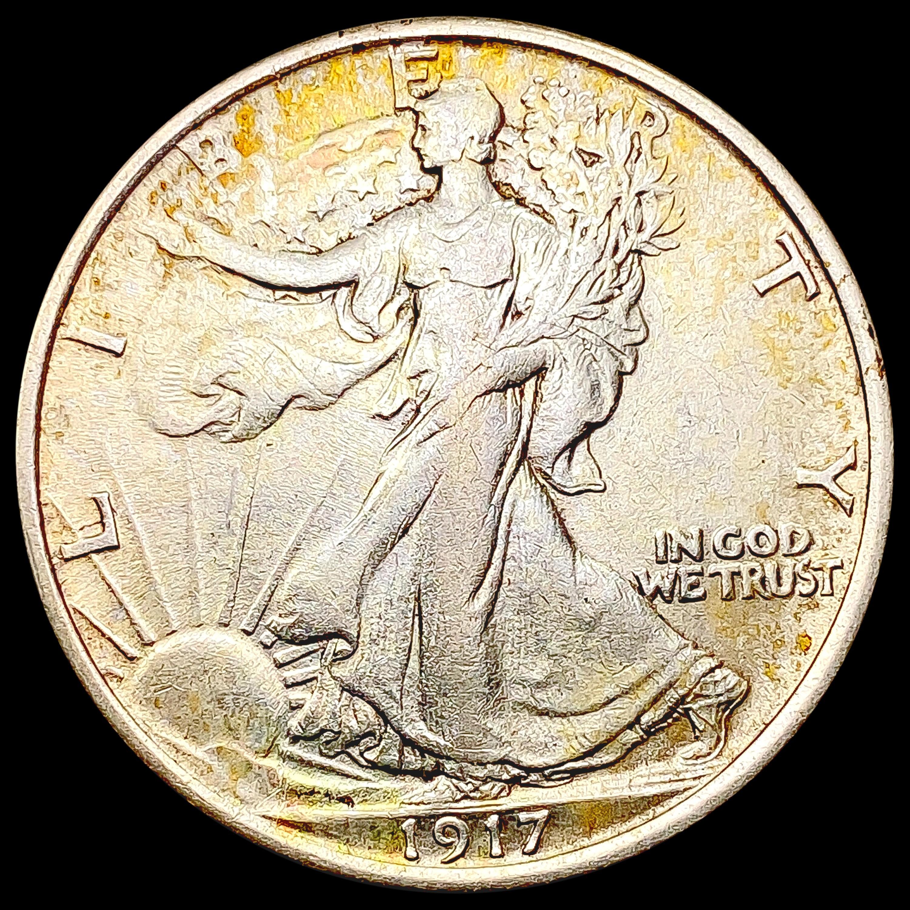 1917 Walking Liberty Half Dollar CLOSELY UNCIRCULA