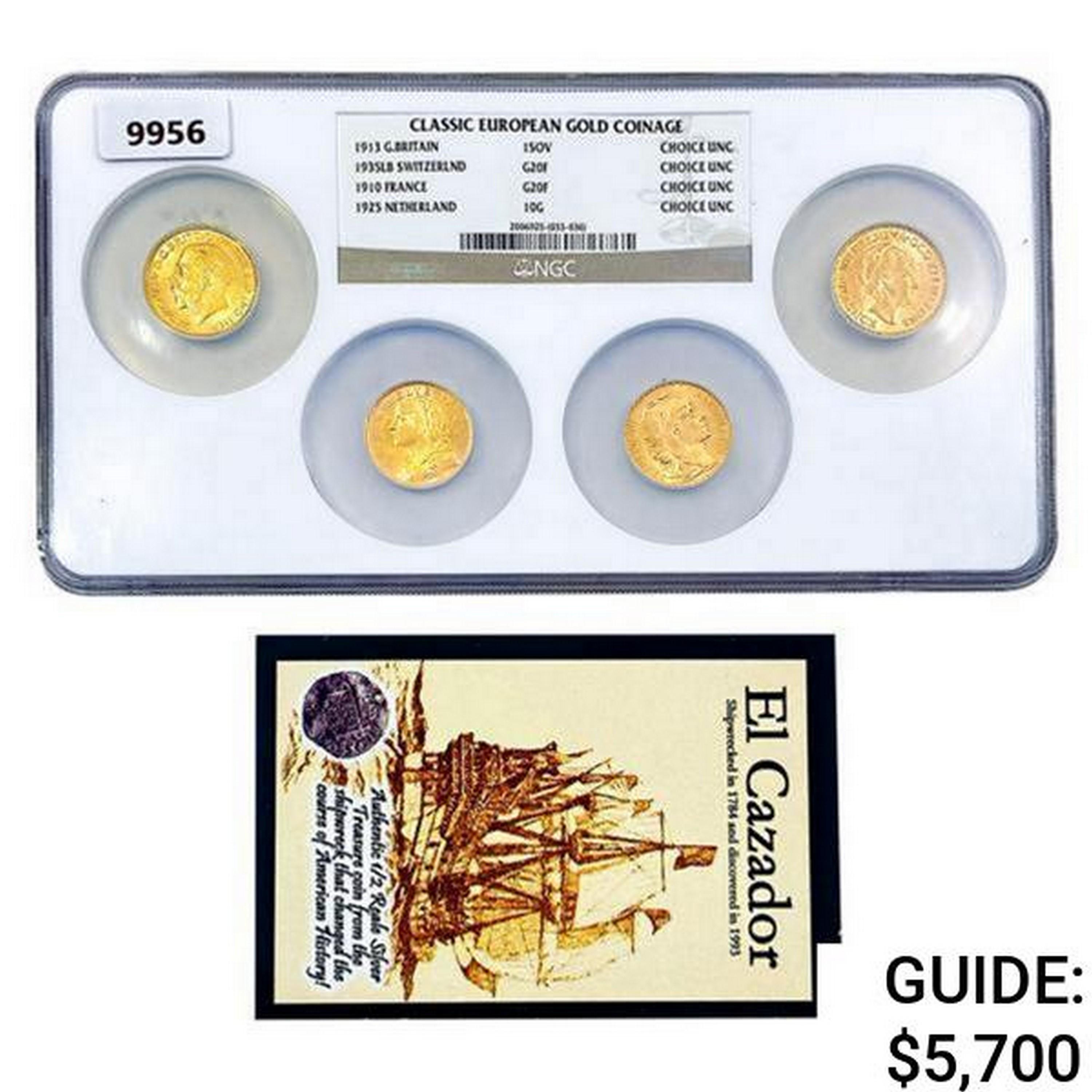 1913-1935 Classic European Gold Coinage  [4 Coins]