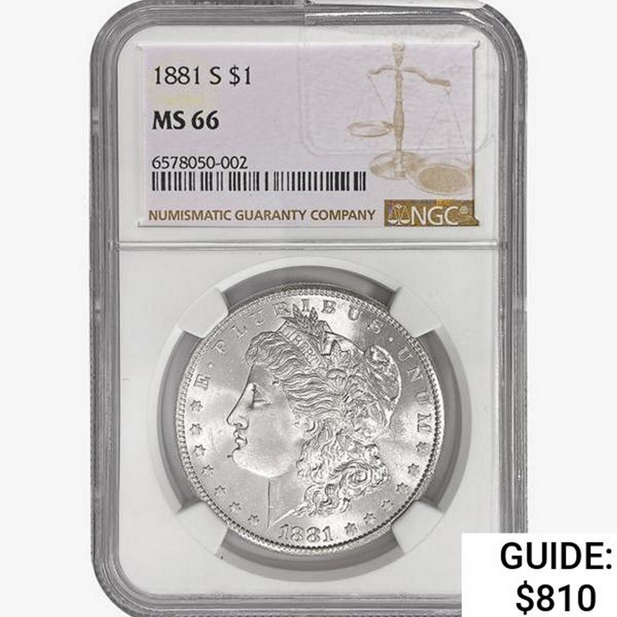 1881-S Morgan Silver Dollar NGC MS66