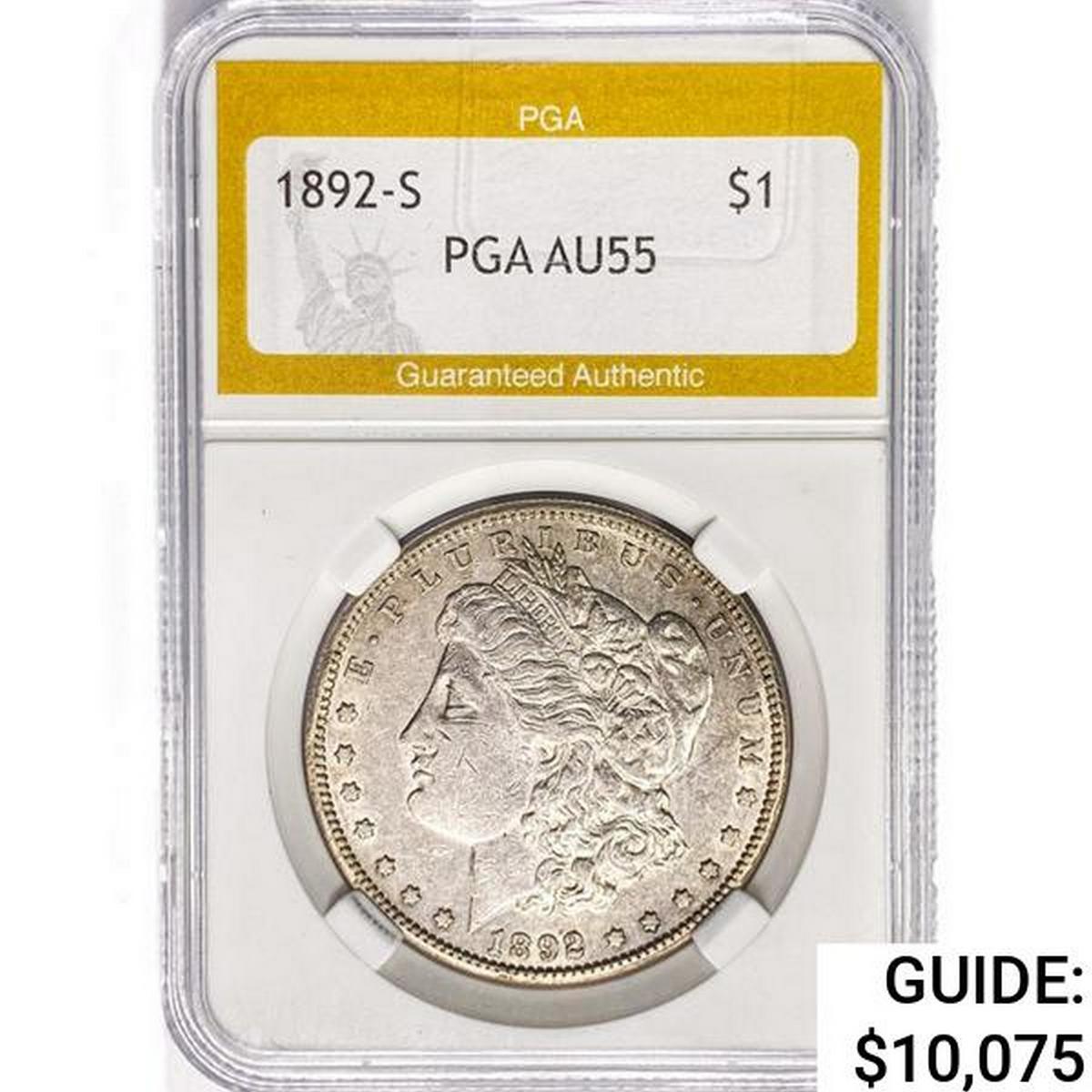 1892-S Morgan Silver Dollar PGA AU55