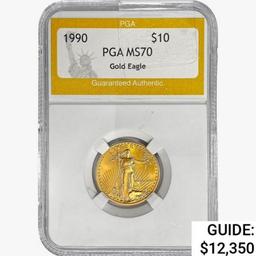 1990 $10 American 1/4oz. Gold Eagle PGA MS70