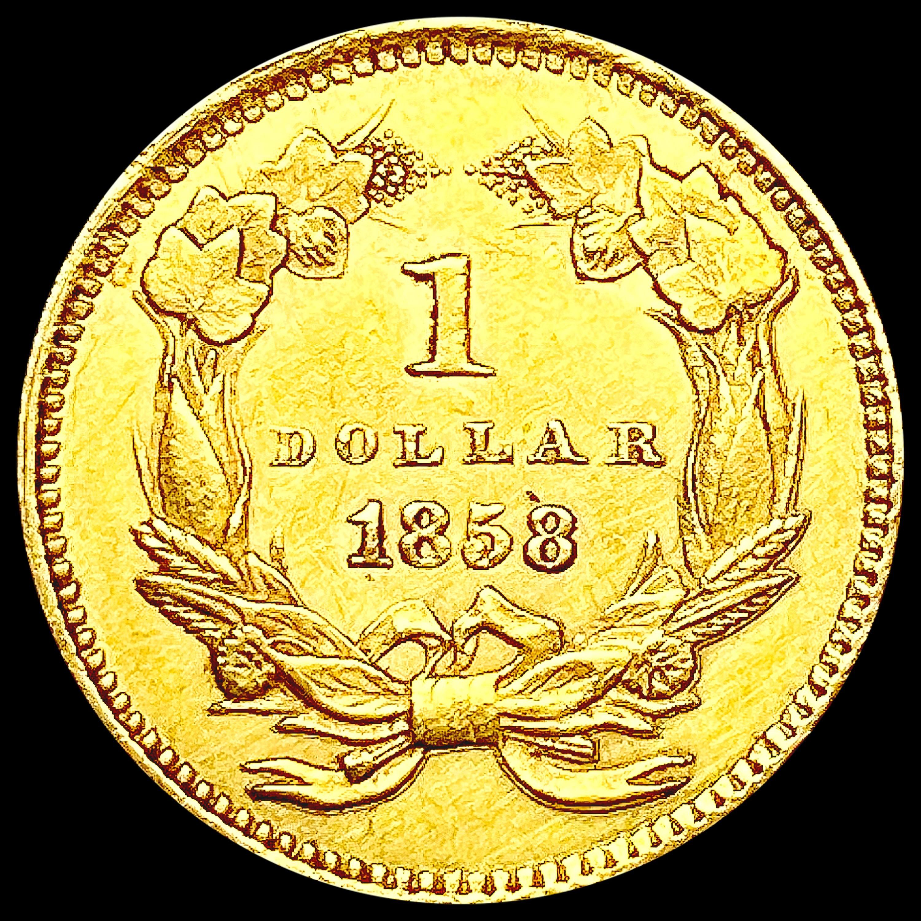 1858 Rare Gold Dollar CHOICE AU