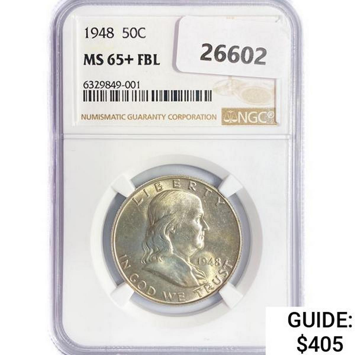 1948 Franklin Half Dollar NGC MS65+ FBL