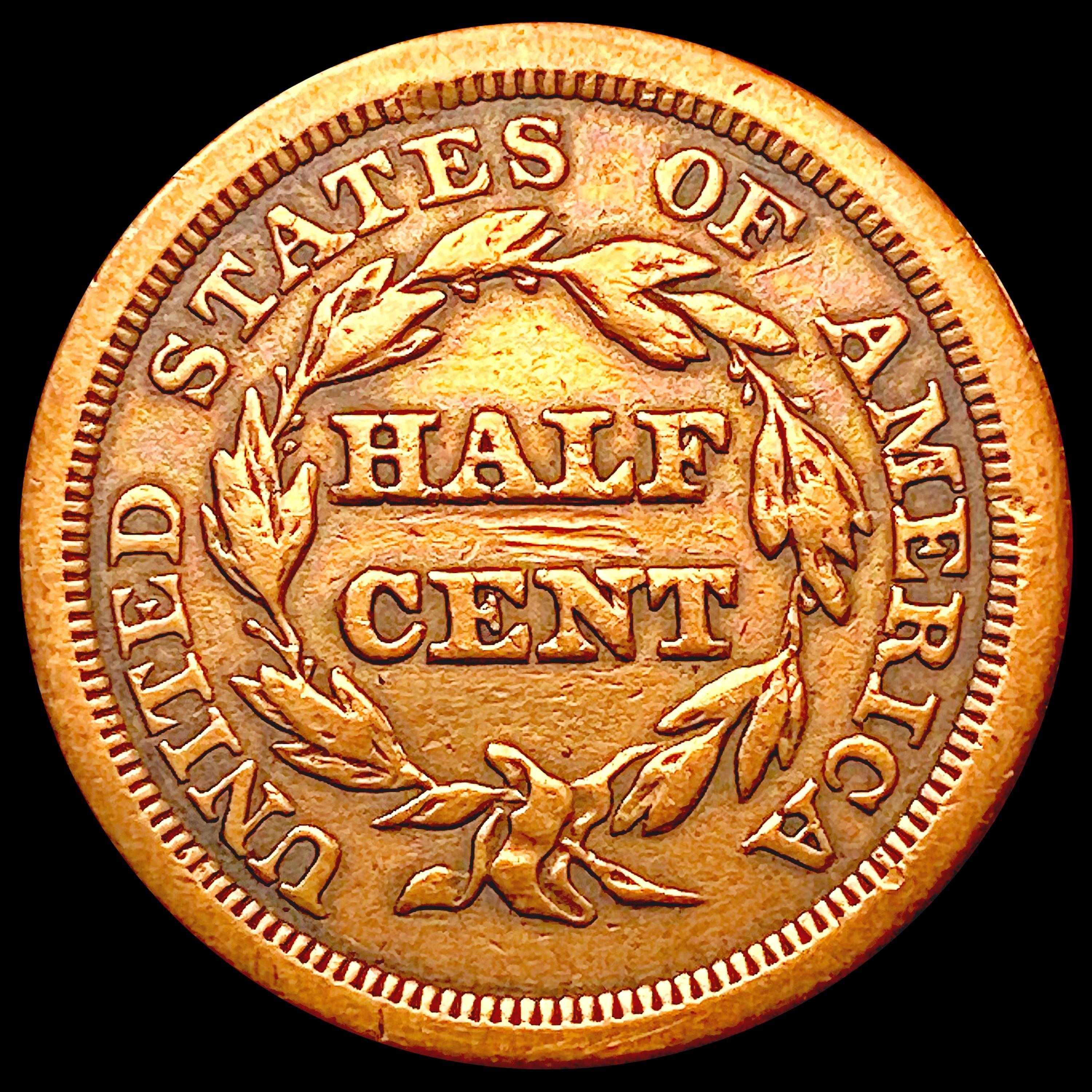 1850 Braided Hair Half Cent NEARLY UNCIRCULATED